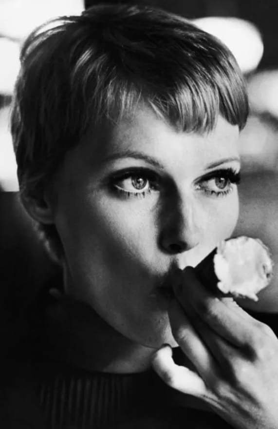 Mia Farrow Eating Ice Cream